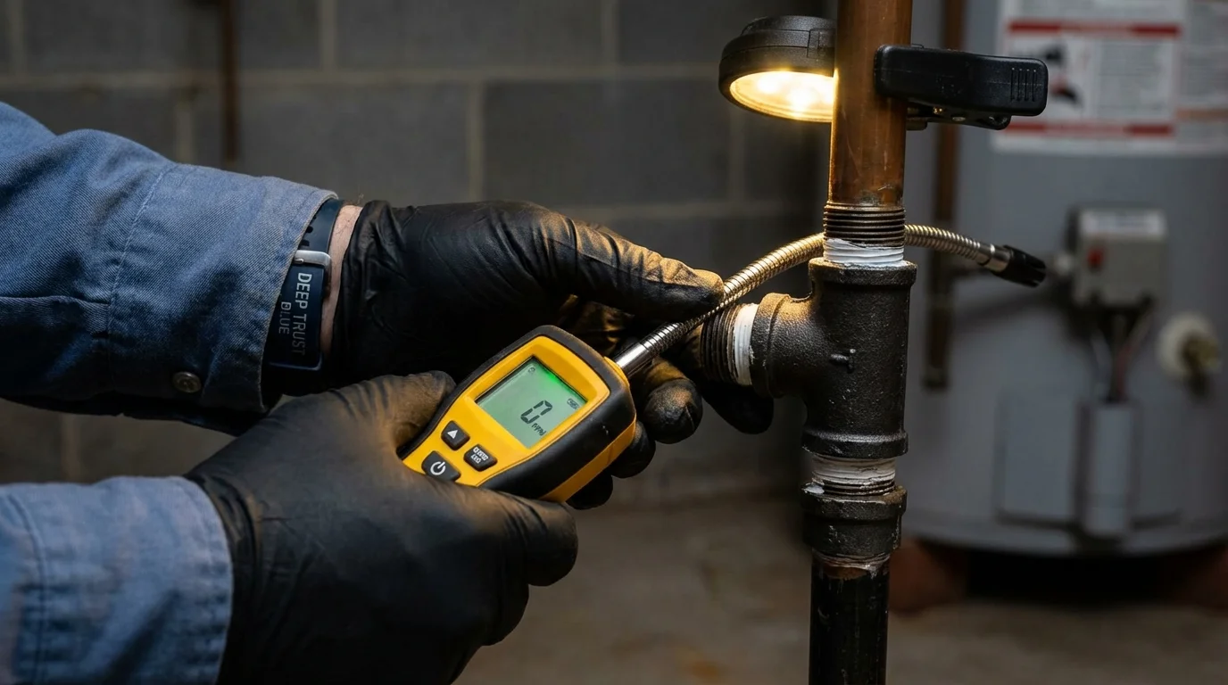 Gas leak detection with electronic sniffer by Johns Plumbing LLC in Oregon City