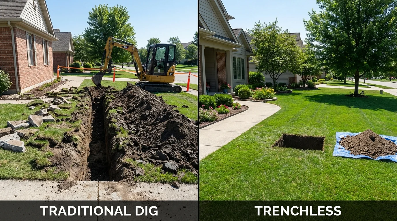 Trenchless sewer repair with minimal yard damage versus traditional excavation in Oregon City, OR